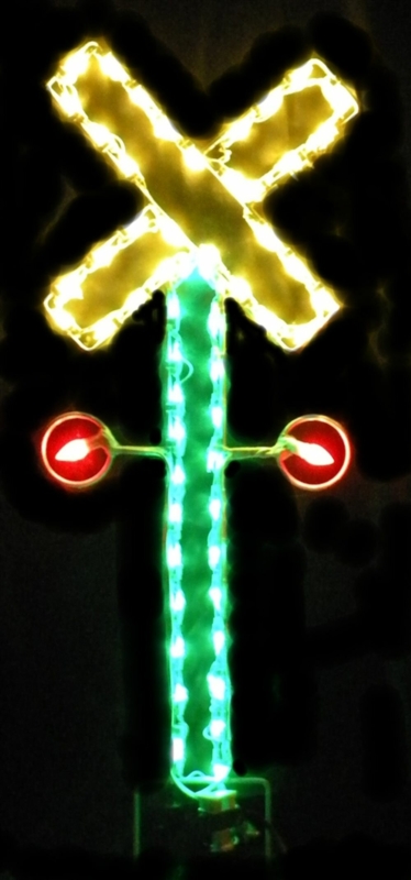 Animated Small Railroad Crossing Christmas Holiday Lighted Display