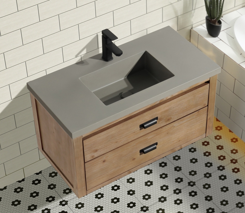 Anouk 35.8'' Single Bathroom Vanity with Concrete Top