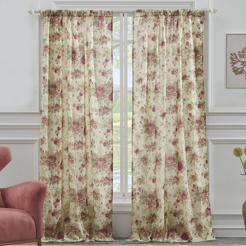 Antique Rose Semi-Sheer Curtain Pair (Set of 2)