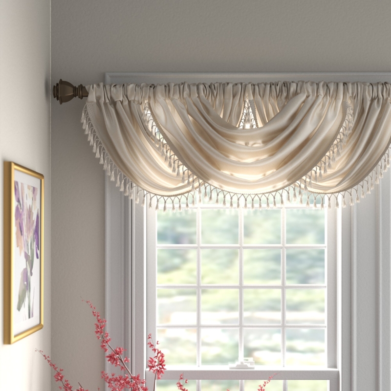 Apamea Faux Silk Waterfall Embellished 38'' W Window Valance
