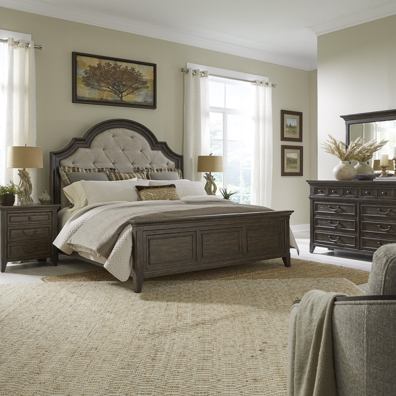 Arianni Queen Uph Bed, Dresser & Mirror, Night Stand