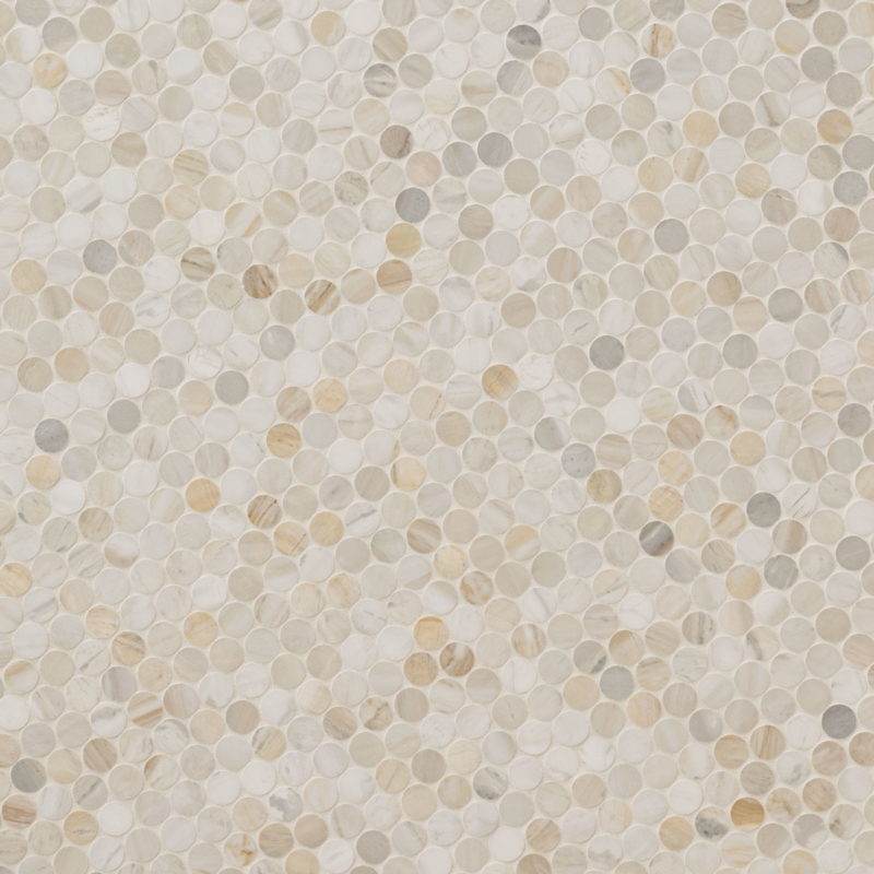 Athena Gold 12" x 12" Honed Marble Penny Round Mosaic Wall And Floor Tile