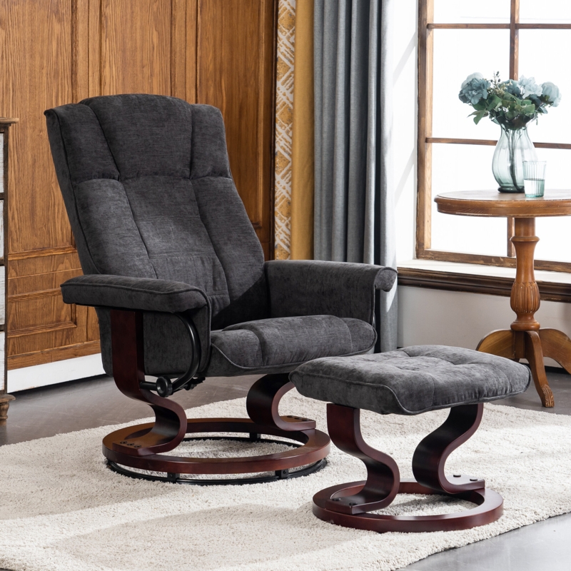 Averyann Upholstered Swivel Recliner with Ottoman