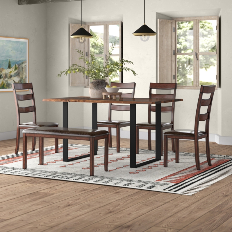 Ayedan 58" Solid Wood and Iron Dining Table