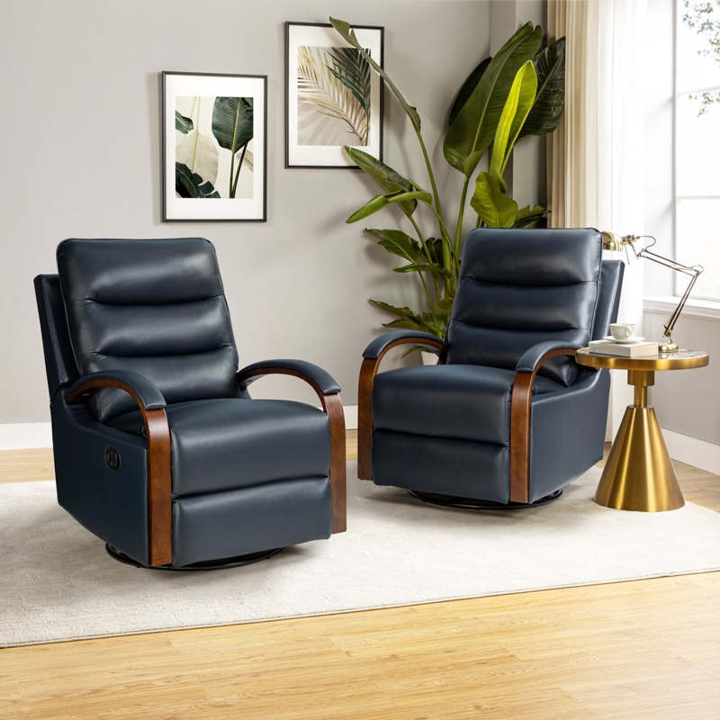 Azilda 29" Wide Genuine Leather Faux Leather Manual Swivel Rocking Standard Recliner