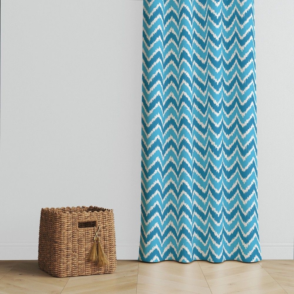 Bacati - Mix N Match Aqua/Turquoise Chevron Curtain Panel