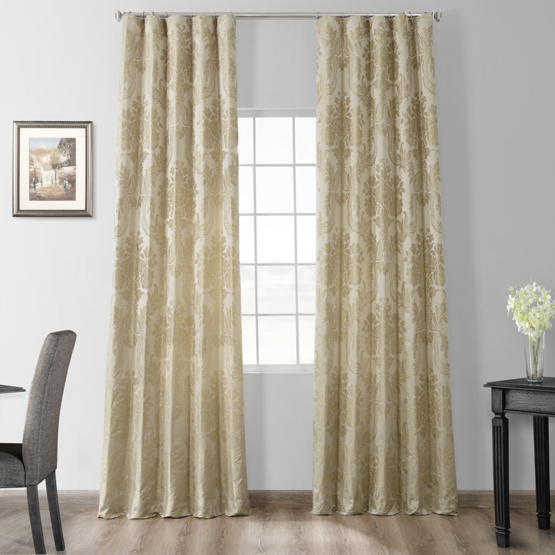 Ballsallagh Baroque Floral  Faux Silk Jacquard  Room Darkening Window Curtain -Single Panel