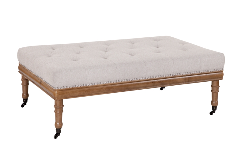Barquero Woodland Upholstered Diamond Tufted Ottoman with Nail Trim and Casters