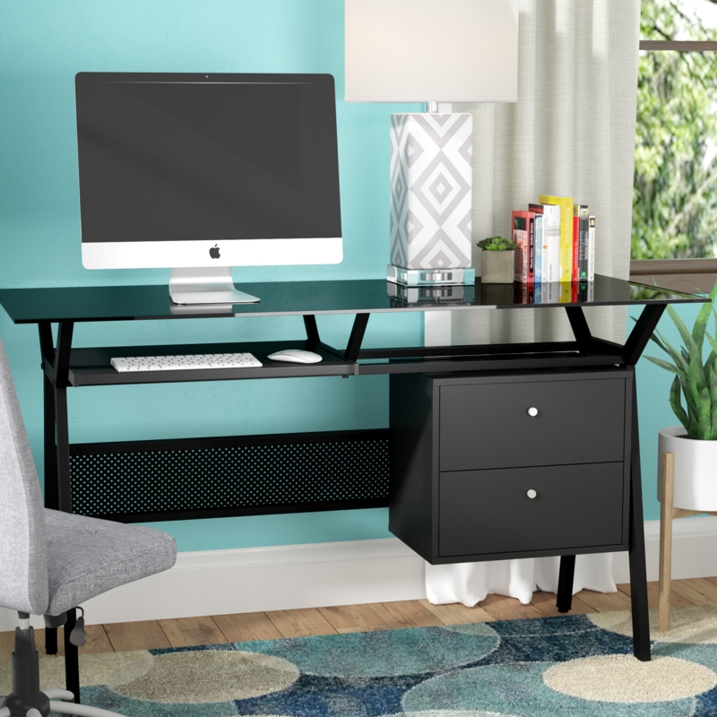 Barsky Glass Top Computer Desk