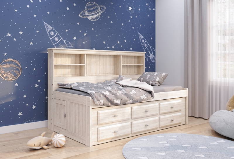 Beckford 6 Drawer Solid Wood Mate-s & Captain's Daybed with Bookcase by Discovery World Furniture