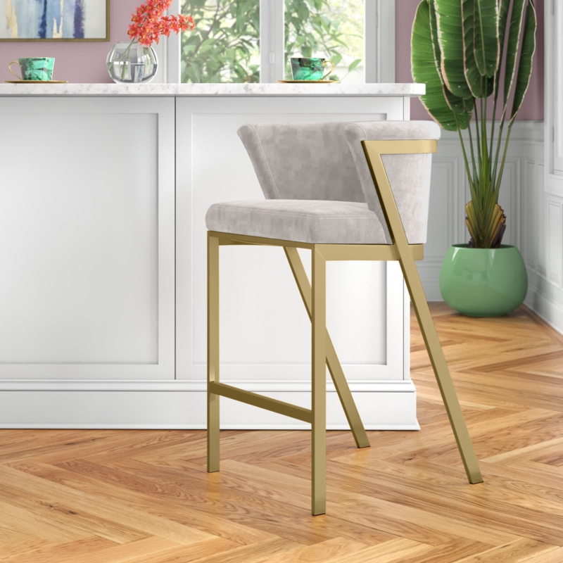 Berenice 26.5" Height Gold Stainless Steel Barstool
