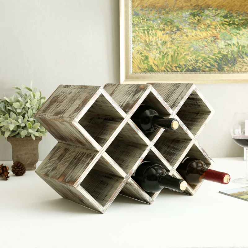 Berezinsky 8 Bottle Solid Wood Tabletop Wine Bottle Rack in Brown