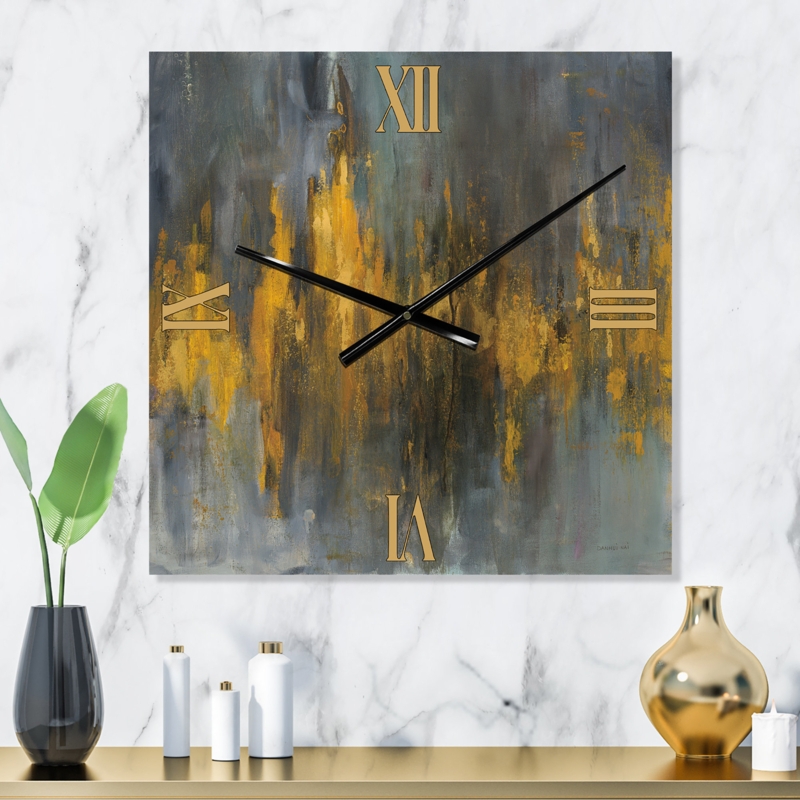 Black and Gold Glam Abstract - Modern Wall Clock