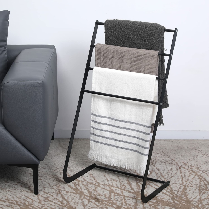Black Free Standing Towel Blanket Quilt Rack