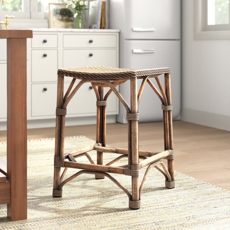 Bohemian Rattan Bar Stool - Handwoven Comfort and Sustainable Style