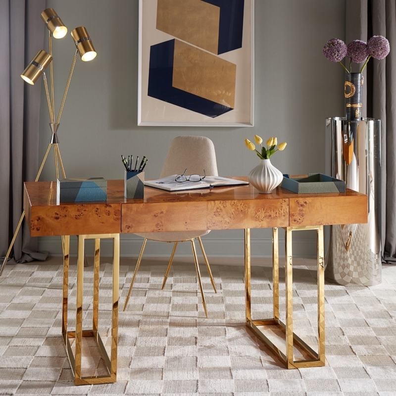 Bond Executive Desk - Burled Mappa
