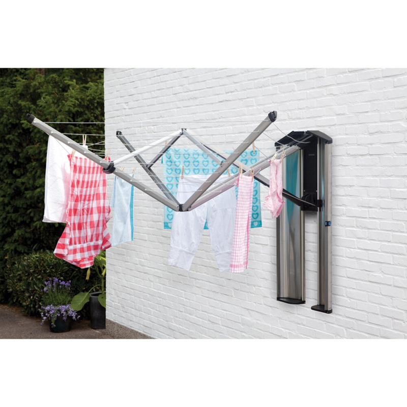 Brabantia WallFix Wall-Mounted Clothes Drying Rack with Protective Storage Box