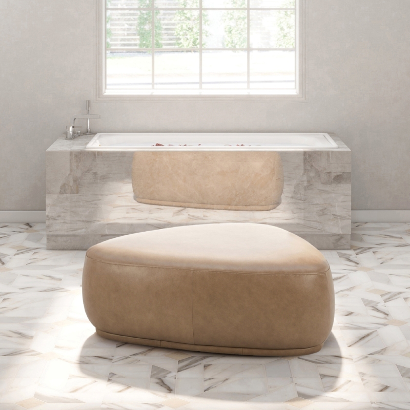 Britnae Leather Pouf