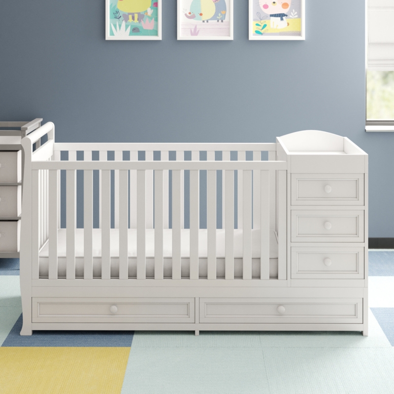 Brnaba 2-in-1 Convertible Crib and Changer