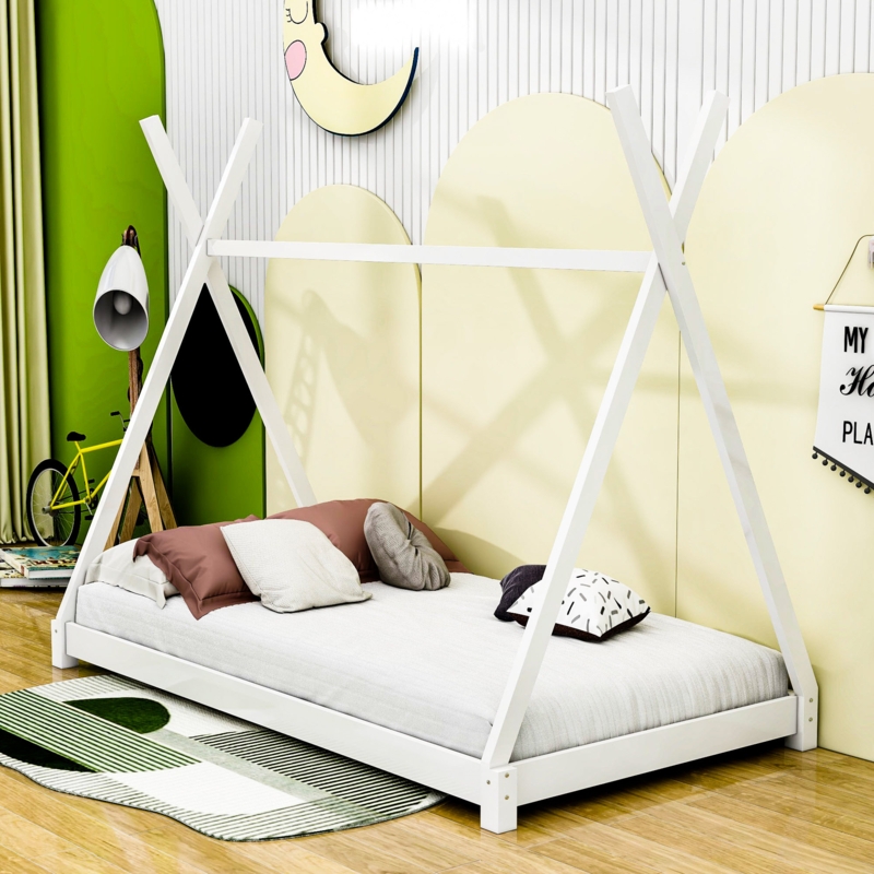 Broadnax Twin Size Wood Tent Platform Bed