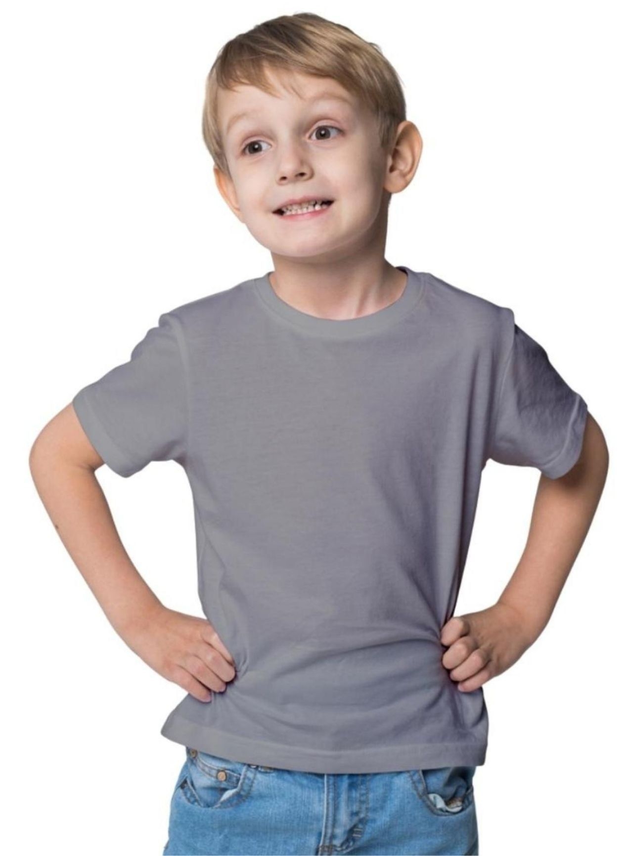 Camiseta Infantil de Algodo, Cinza