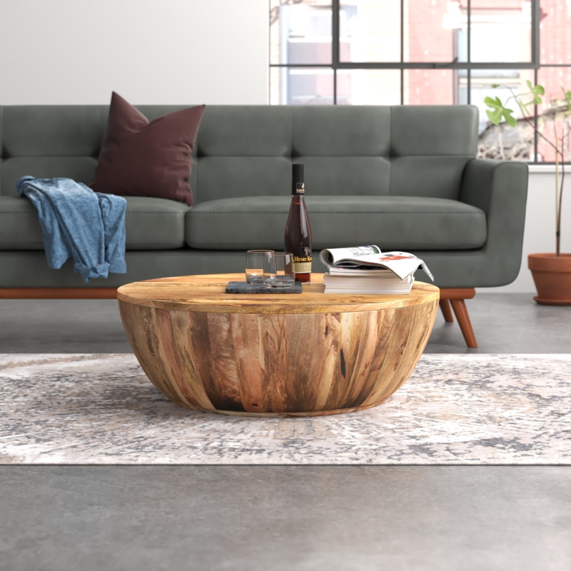 Cassius Solid Wood Single Drum Coffee Table