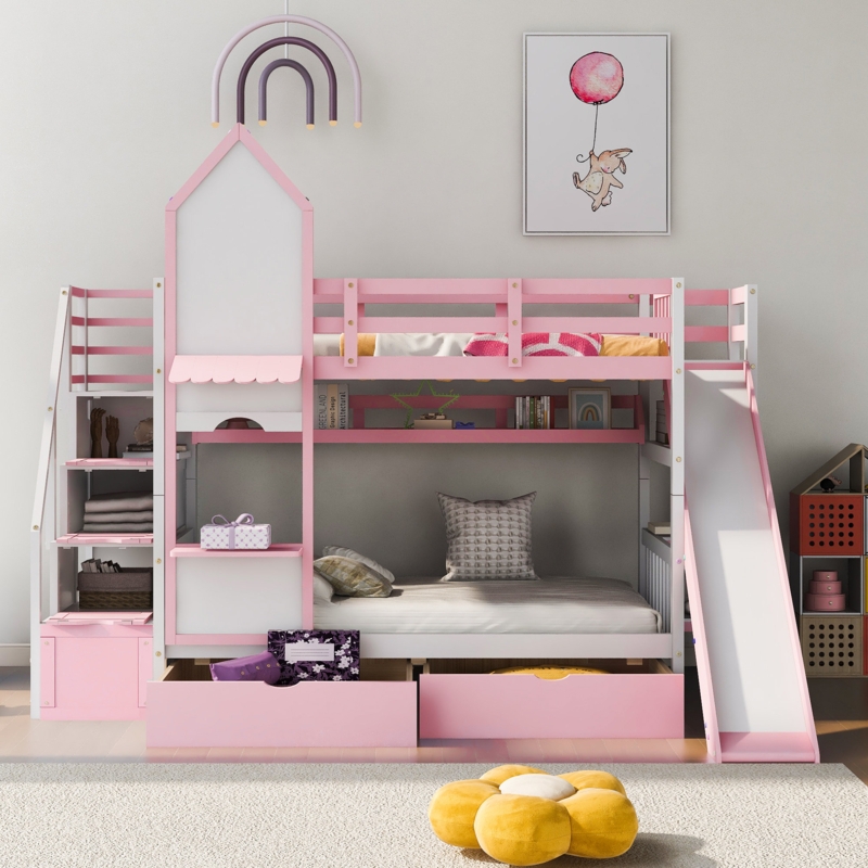 Castle Bunk Bed With Drawers And Shelves