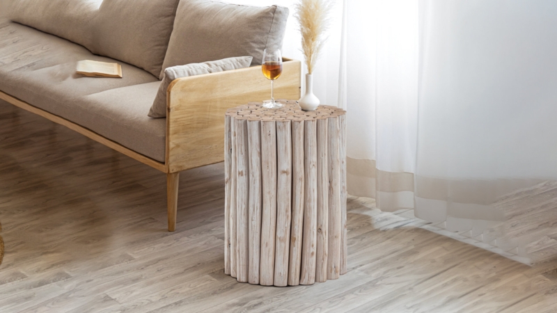 Caylea Solid Wood Block End Table
