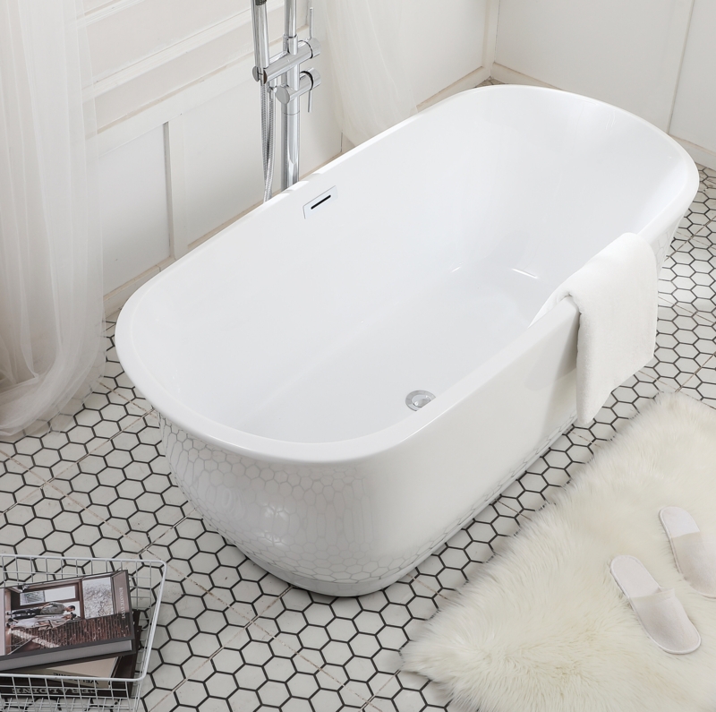 Chaylynn 59'' x 28'' Freestanding Soaking Acrylic Bathtub