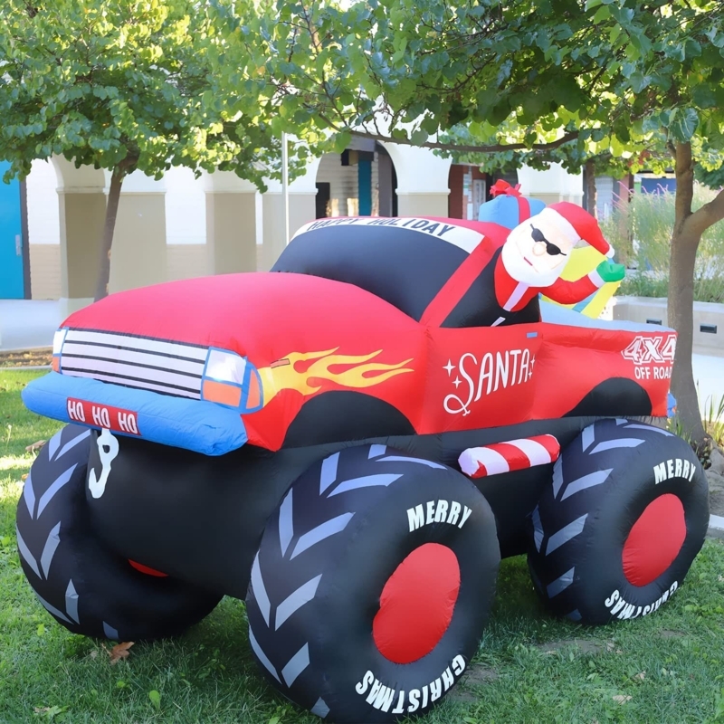 Christmas Inflatables Outdoor Santa Claus Driving A Truck