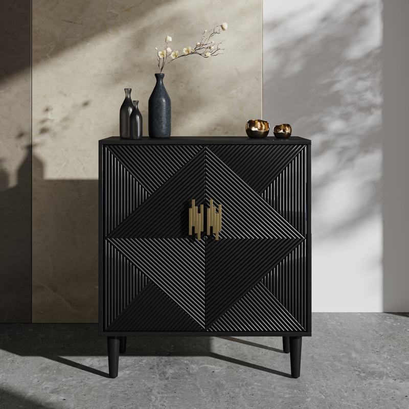 Claudio 36'' Tall 2 - Door Accent Cabinet with Wood Legs