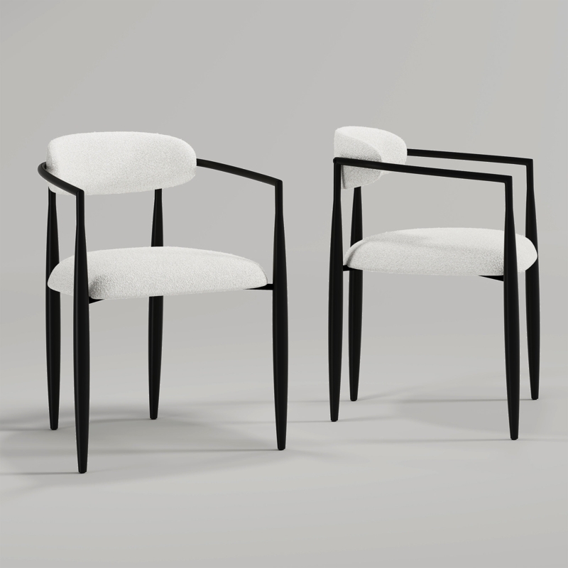 Clivia Fabric Upholstered Dining Arm Chair (Set of 2)