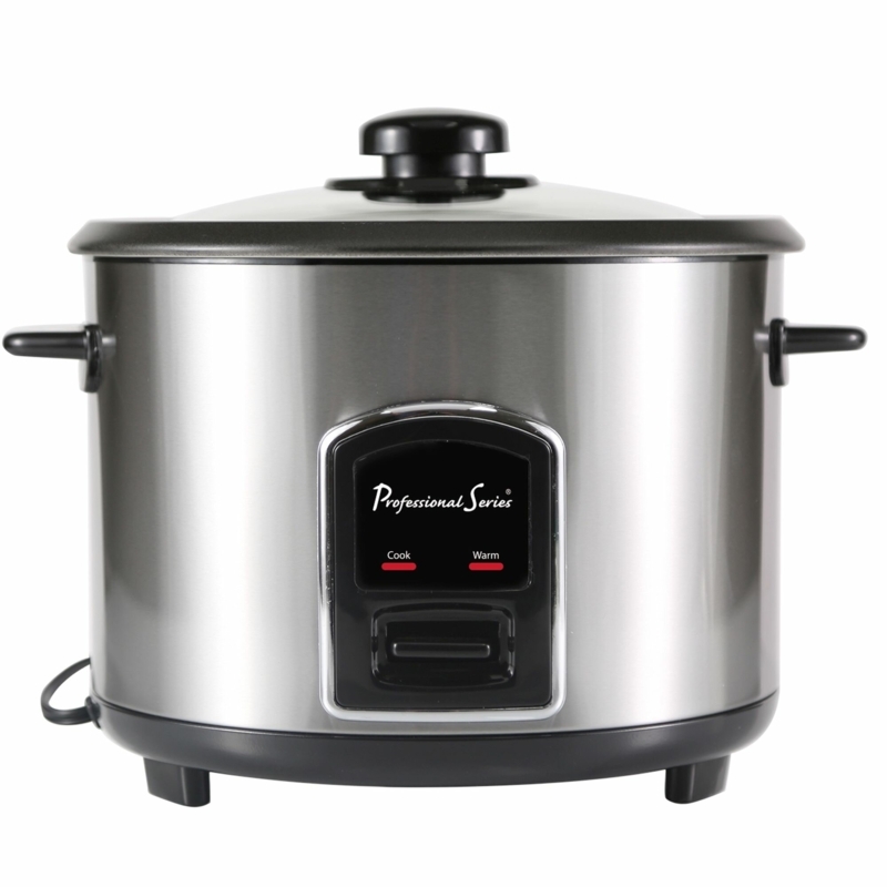 Continental Electric Stainless Steel Rice Cooker with Glass Lid