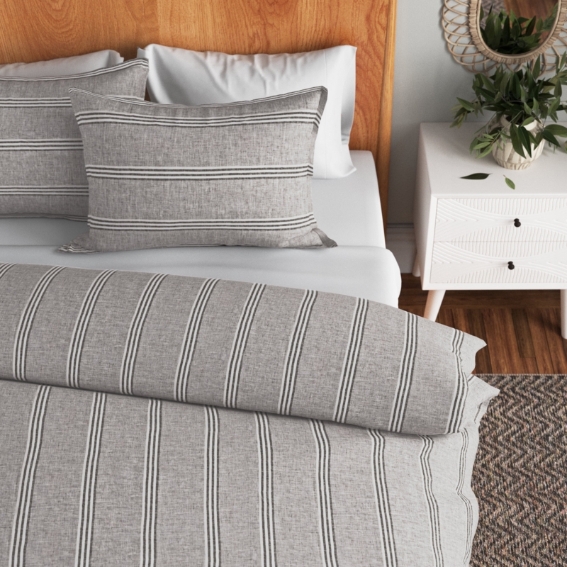 Corinne Rustic Linen Striped Duvet Cover Set