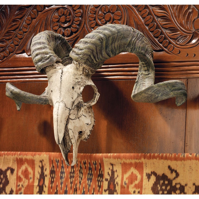Corsican Ram Skull and Horns Trophy Wall Sculpture