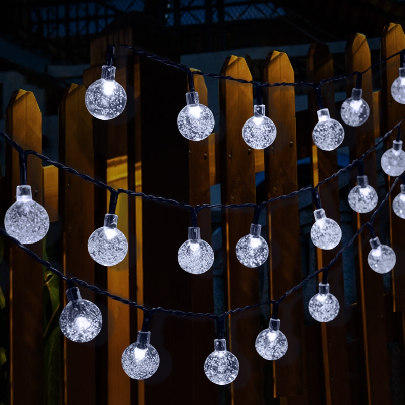 Cottone 256'' Outdoor Solar Powered Lights 30-Bulb Globe Integrated LED String Lights (Set of 2)