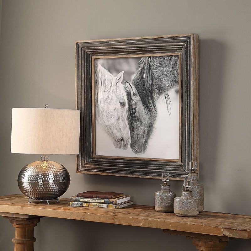 Custom Black And White Horses Print in Brown by Uttermost