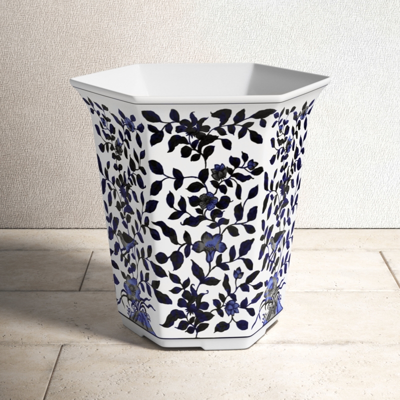Cypress Blue and White Handmade Ceramic Outdoor Garden Planter