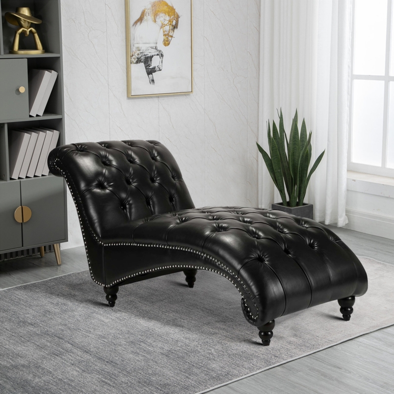 Daxter Faux Leather Chaise Lounge