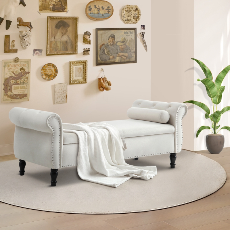 Dejonnae Tufted Round Arms Storage Chaise Lounge