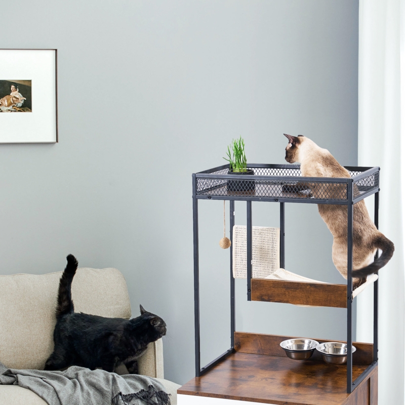 Delontae Cat Furniture Condo with Scratching Pads and Large Storage Space for Small & Medium Indoor Cats