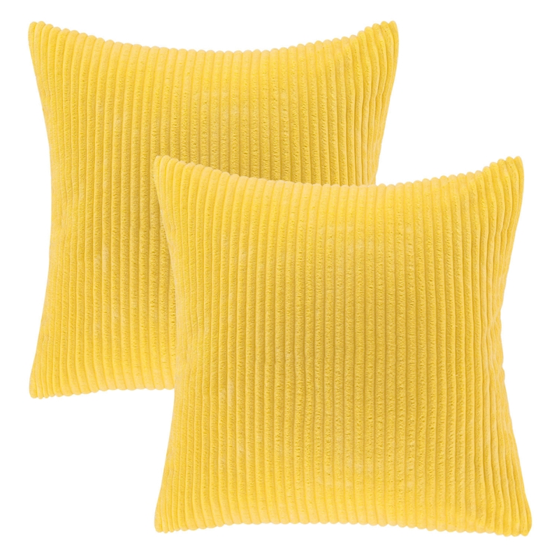 Detchko Soft Corduroy Striped Velvet Rectangle Decorative Throw Pillow Cushion For Couch (Set of 2)