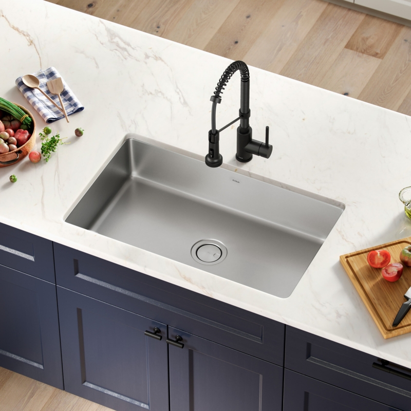 Dex Series KRAUS 32" L Undermount 16 Gauge Stainless Steel Single Bowl Kitchen Sink