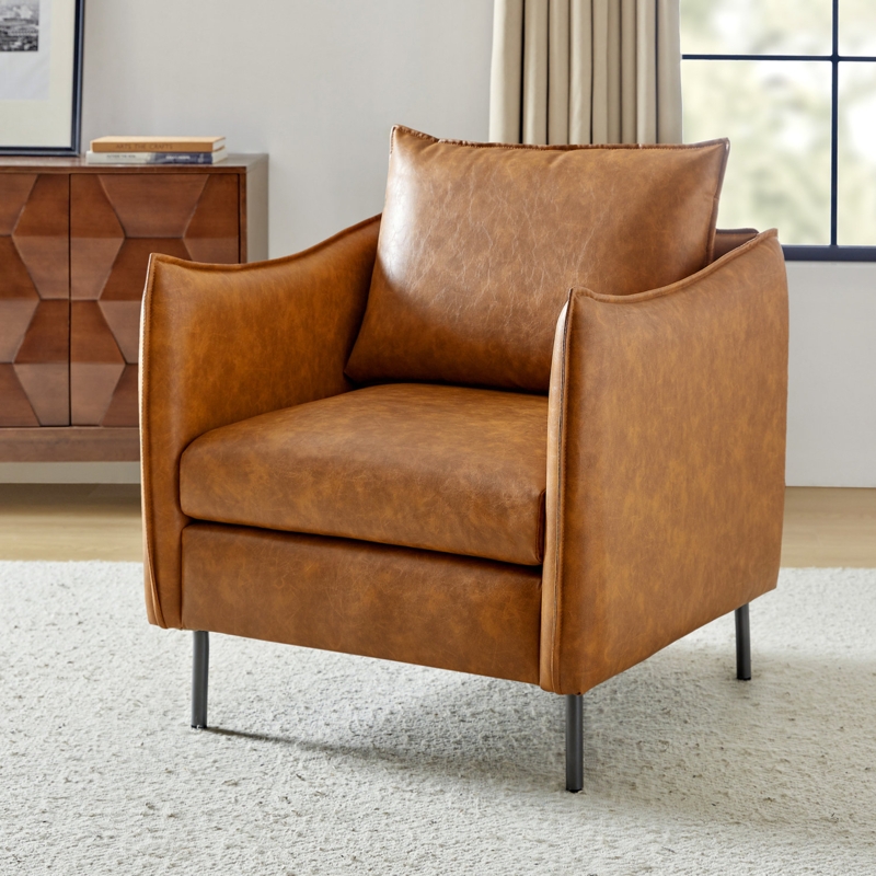 Eamor Leather Armchair with Unique Arms