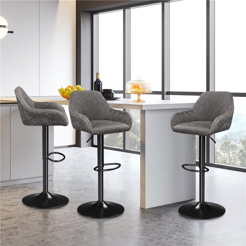 Eastway 2Pcs Vintage Swivel Bar Stools (Set of 2)