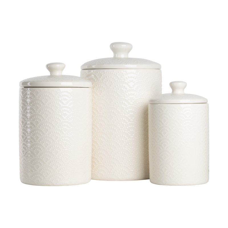 Embossed 3 Piece Kitchen Canister Set