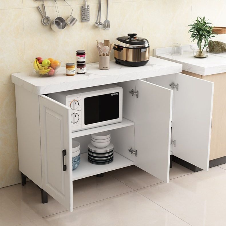 Engineered Wood Sideboard Modern Dining Server with Stone Countertop for Living Room - Grey / 24L x 16W x 33H