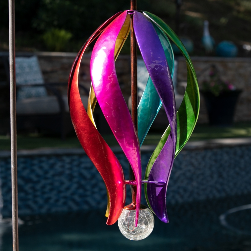 Exhart Art-In-Motion Hanging Helix Spinner with Glass Crackle Ball