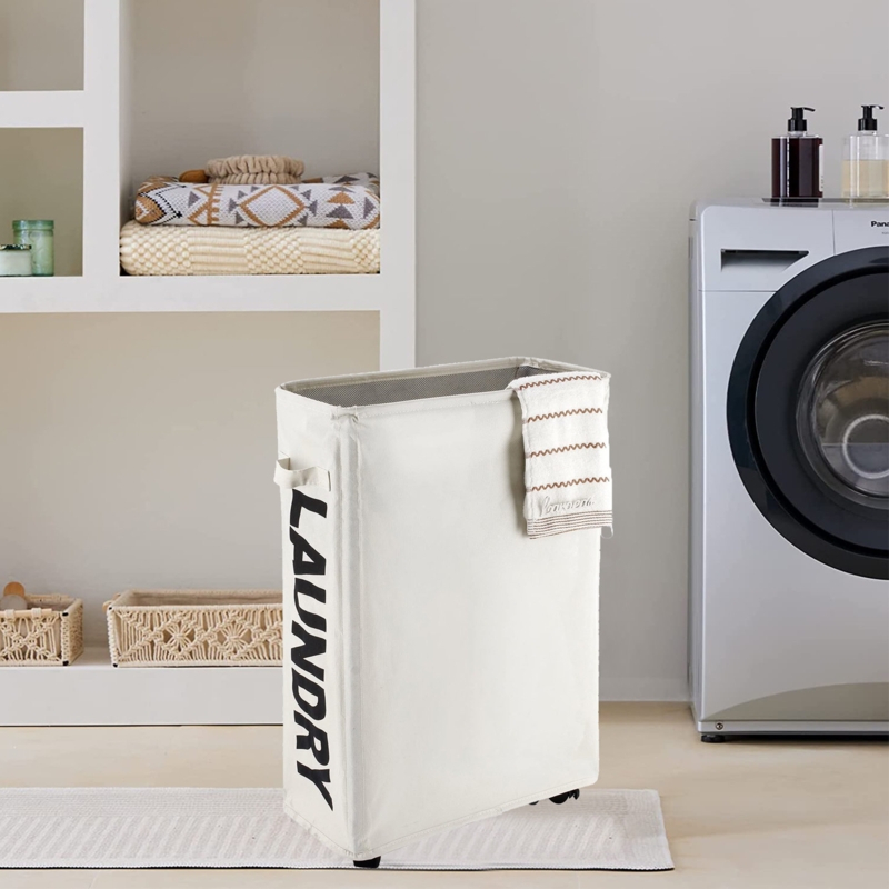 Fabric Rolling Laundry Hamper with Handles