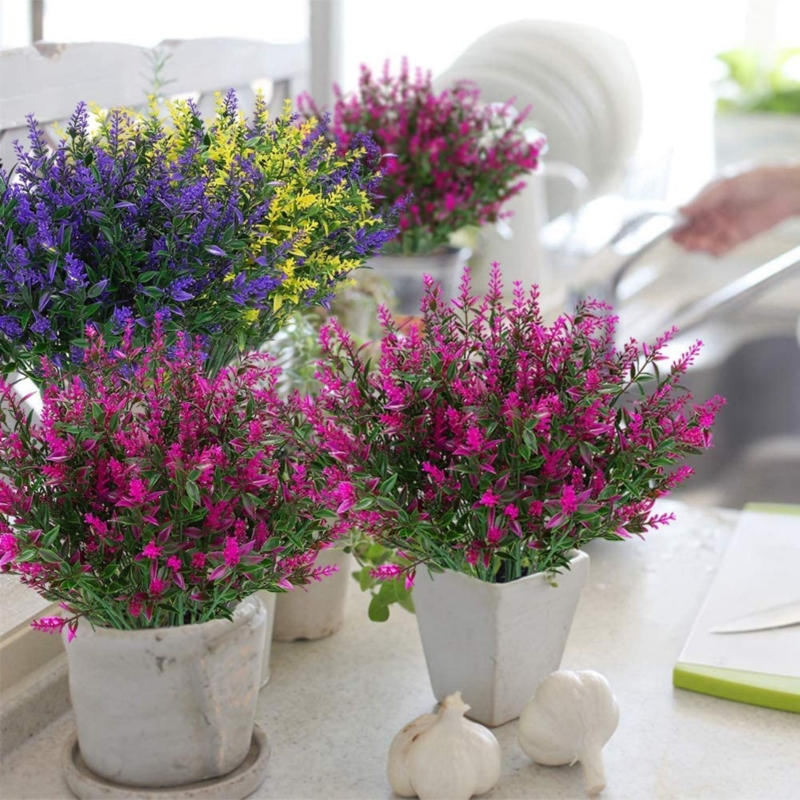 Faux Lavender Flowers for Indoor/Outdoor Hanging Plants, Garden, Porch,Wedding - No Container